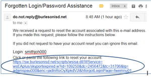 Image for text: Forgotten Login-Password Assistance - do.not.reply@burlesonisd.net Image 